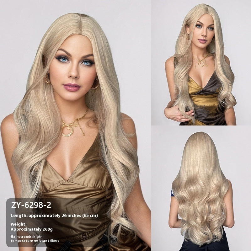 Long Wavy Synthetic Wig with Natural Hairline – 60 cm Heat-Resistant Fibre