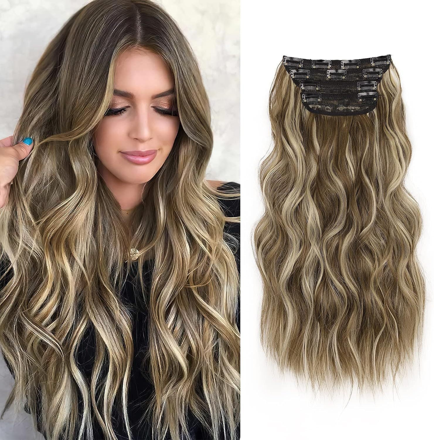 4-Piece Clip-In Curly Hair Extensions Set – Natural Volume & Wave