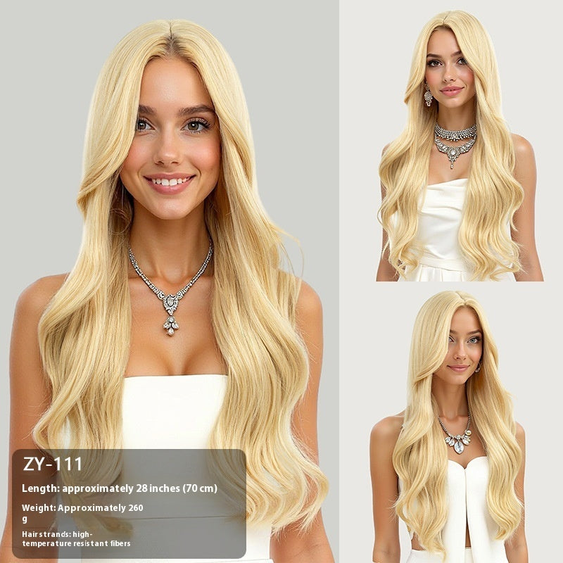 Long Wavy Synthetic Wig with Natural Hairline – 60 cm Heat-Resistant Fibre