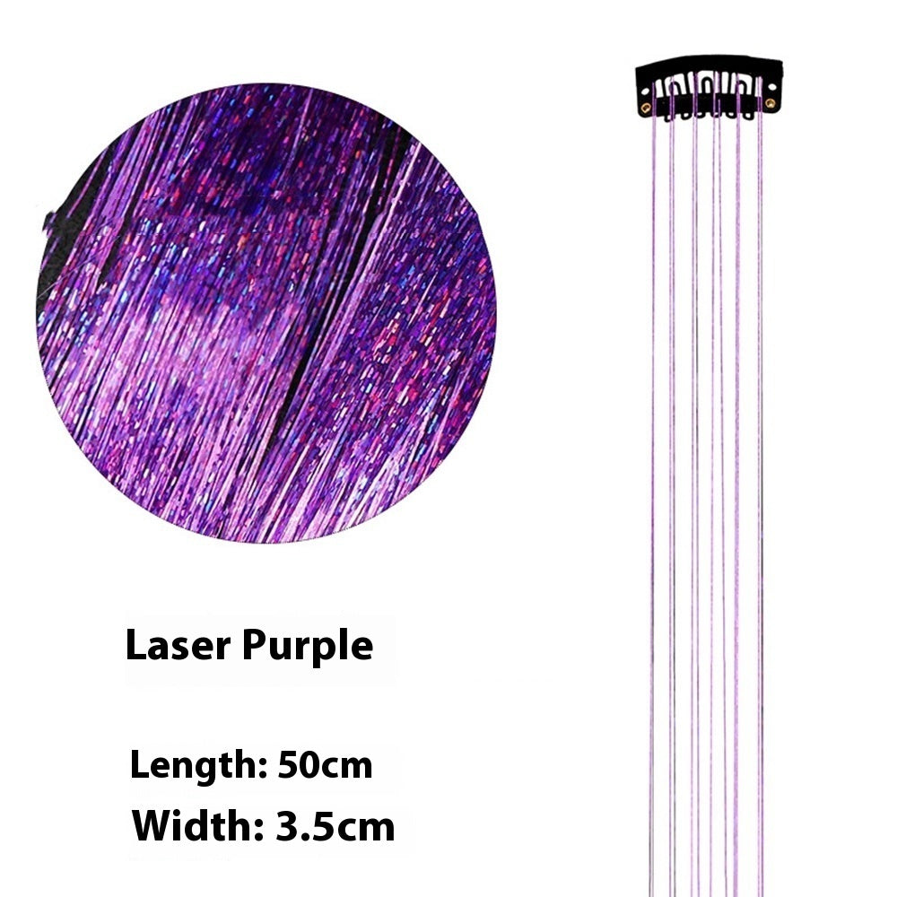 Sparkle Hair Strands Clip-In Extensions – Glitter Laser Wire Highlights