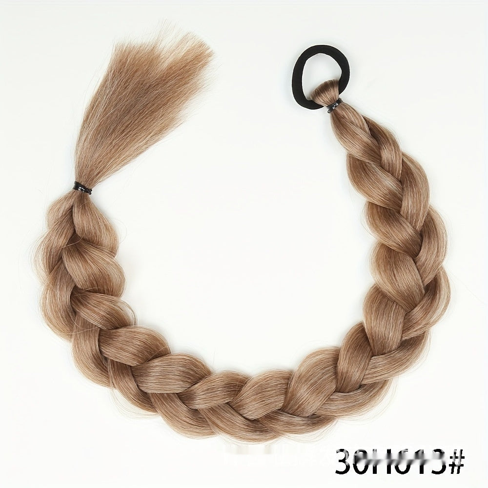 24-inch Fishbone Braided Ponytail – Heat-Resistant Synthetic Hair Extension