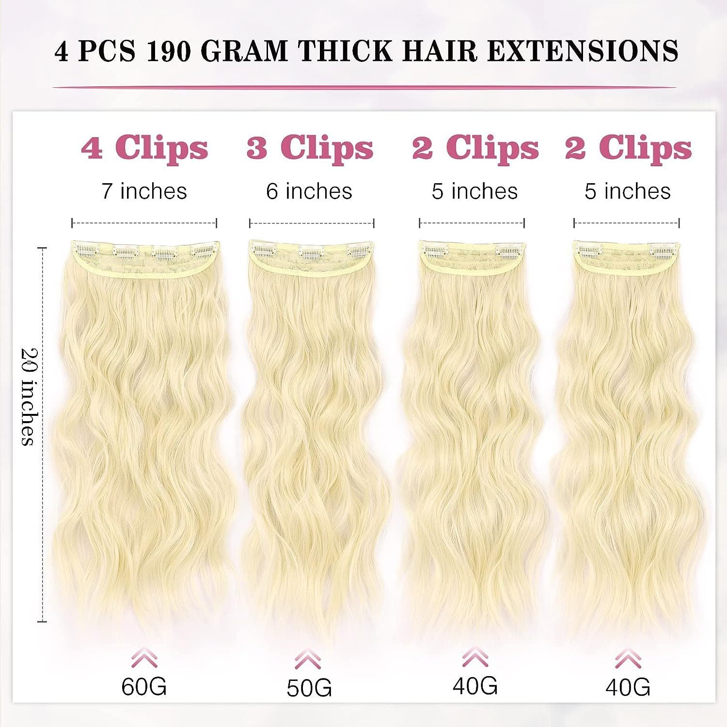 4-Piece Clip-In Curly Hair Extensions Set – Natural Volume & Wave