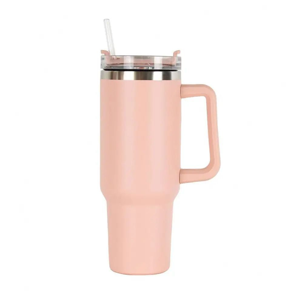 40oz Car Cup Car thermos cup 304 stainless steel straw Large capacity ice bully cup cold handle cup