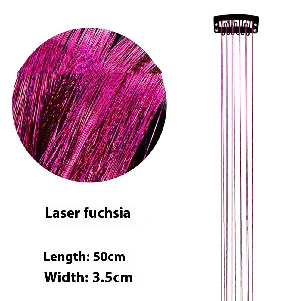 Sparkle Hair Strands Clip-In Extensions – Glitter Laser Wire Highlights