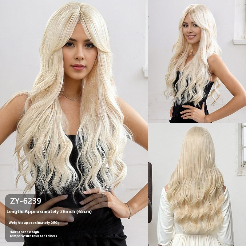 Long Wavy Synthetic Wig with Natural Hairline – 60 cm Heat-Resistant Fibre
