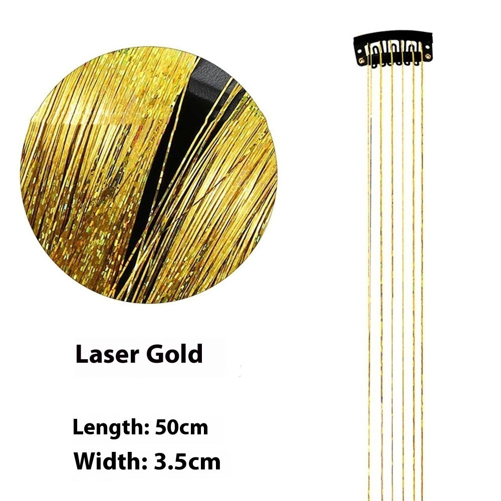 Sparkle Hair Strands Clip-In Extensions – Glitter Laser Wire Highlights