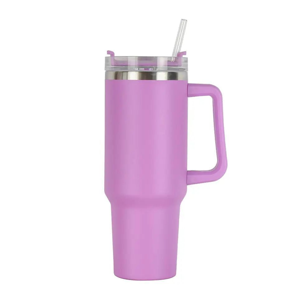 40oz Car Cup Car thermos cup 304 stainless steel straw Large capacity ice bully cup cold handle cup