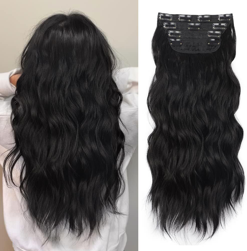 4-Piece Clip-In Curly Hair Extensions Set – Natural Volume & Wave