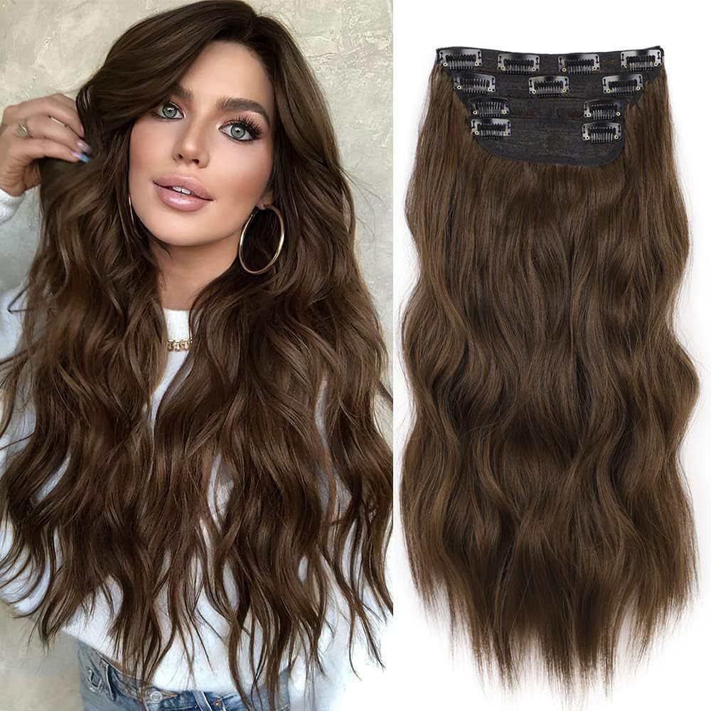 4-Piece Clip-In Curly Hair Extensions Set – Natural Volume & Wave