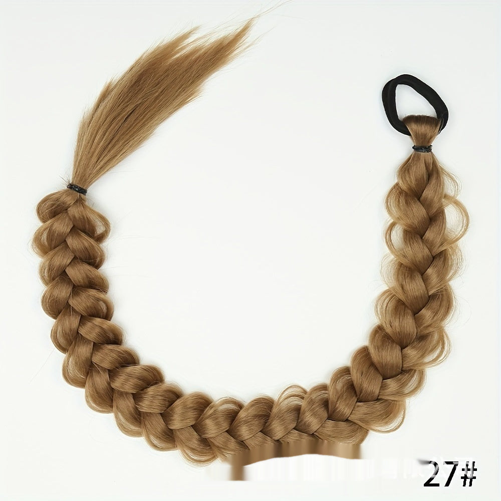 24-inch Fishbone Braided Ponytail – Heat-Resistant Synthetic Hair Extension