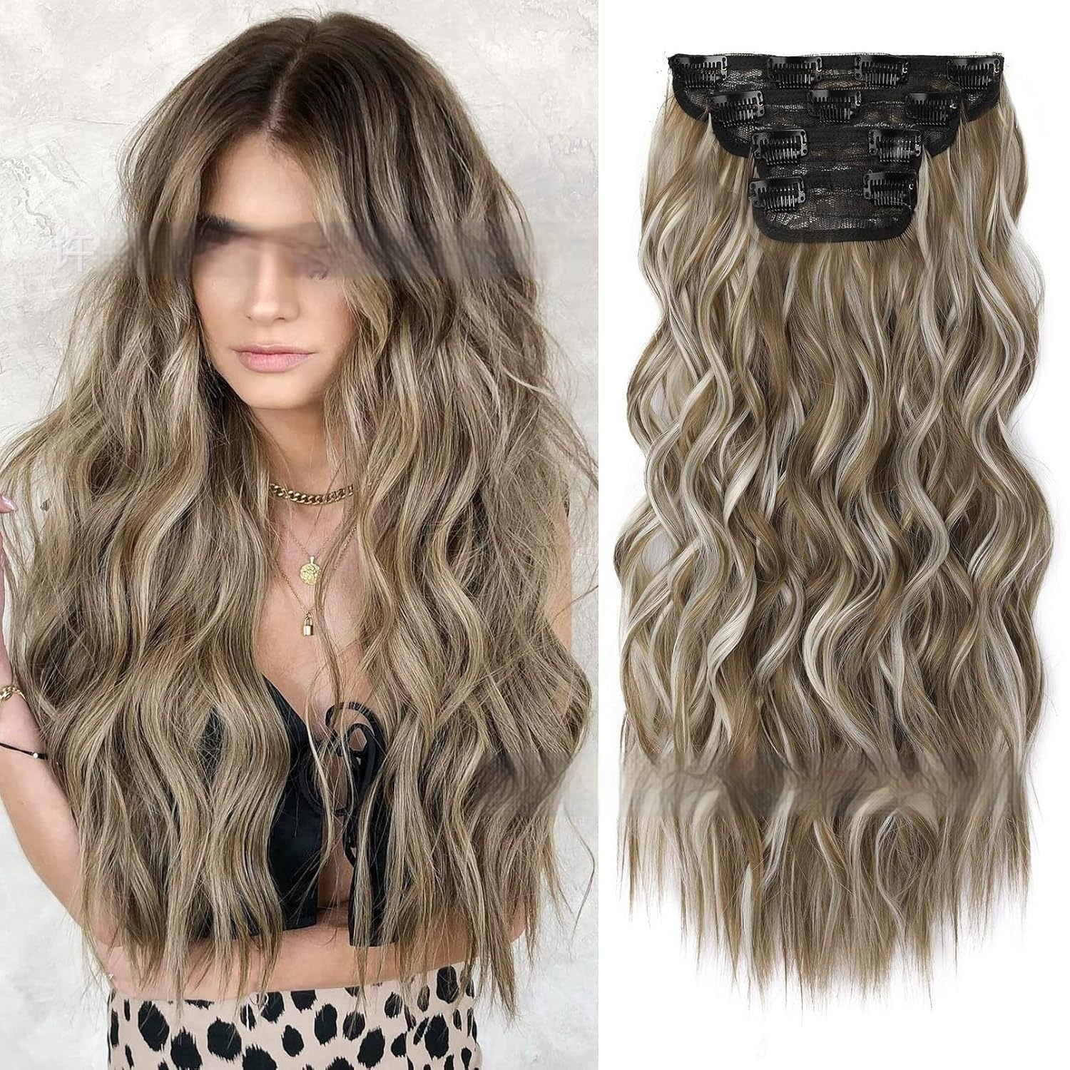 4-Piece Clip-In Curly Hair Extensions Set – Natural Volume & Wave