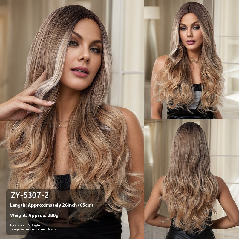 Long Wavy Synthetic Wig with Natural Hairline – 60 cm Heat-Resistant Fibre