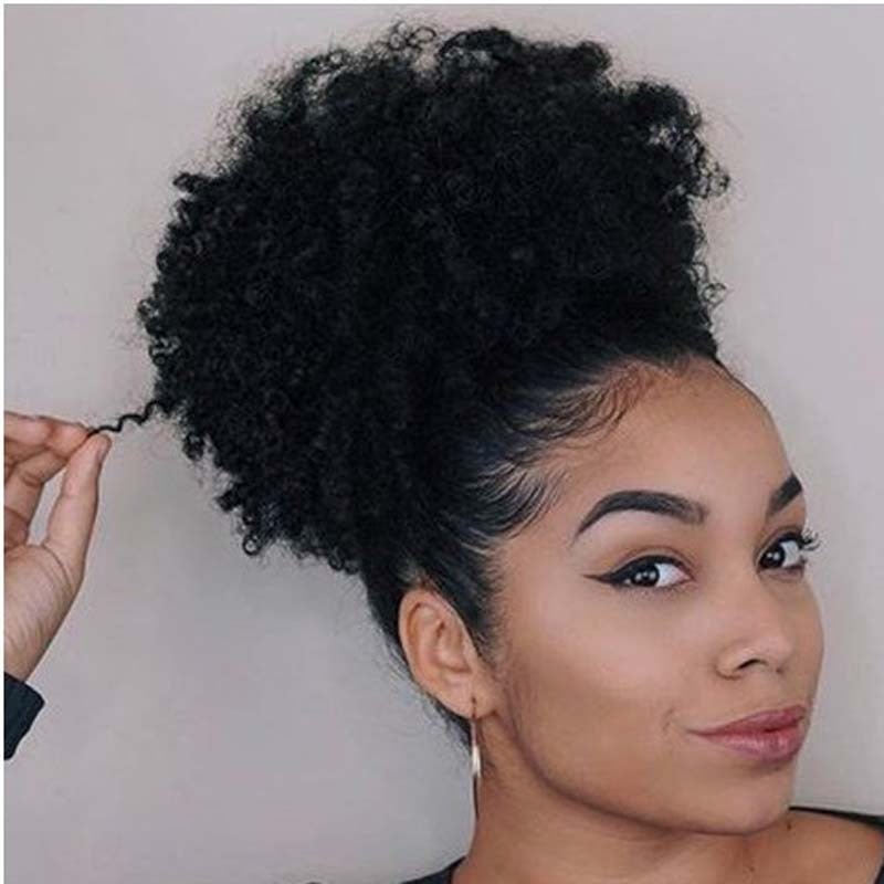 Kinkycurl Afro Puff Drawstring Bun – Large Fluffy Micro-Curly Wig