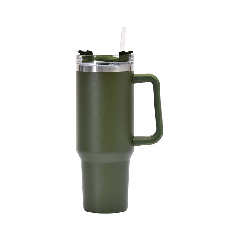 40oz Car Cup Car thermos cup 304 stainless steel straw Large capacity ice bully cup cold handle cup