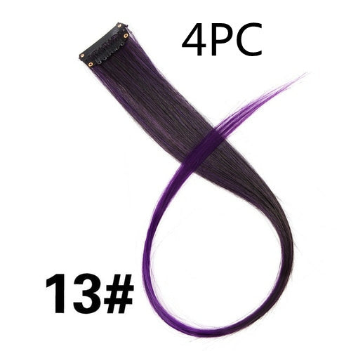 Rainbow Colour Hair Extension Strands – 18” Straight Clip-In Highlights