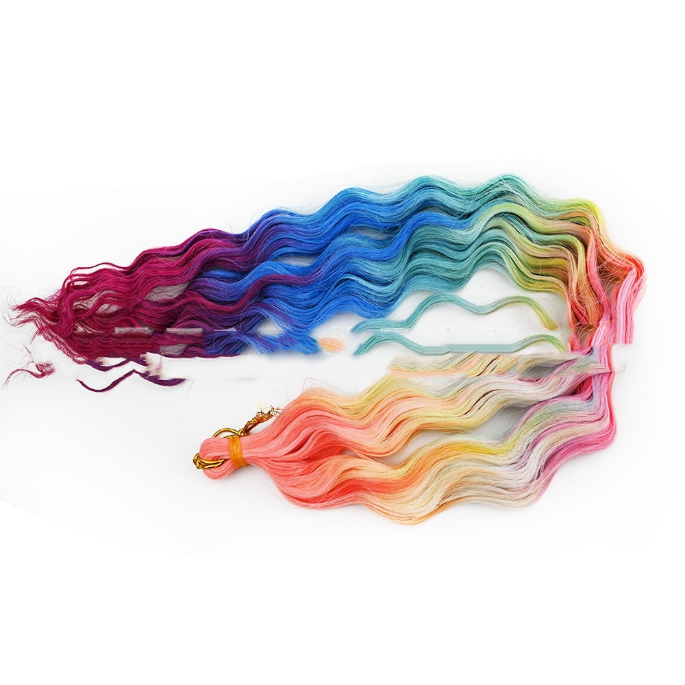 Rainbow Crochet Dreadlocks Gradient Long Curly Hair – 24 Inch
