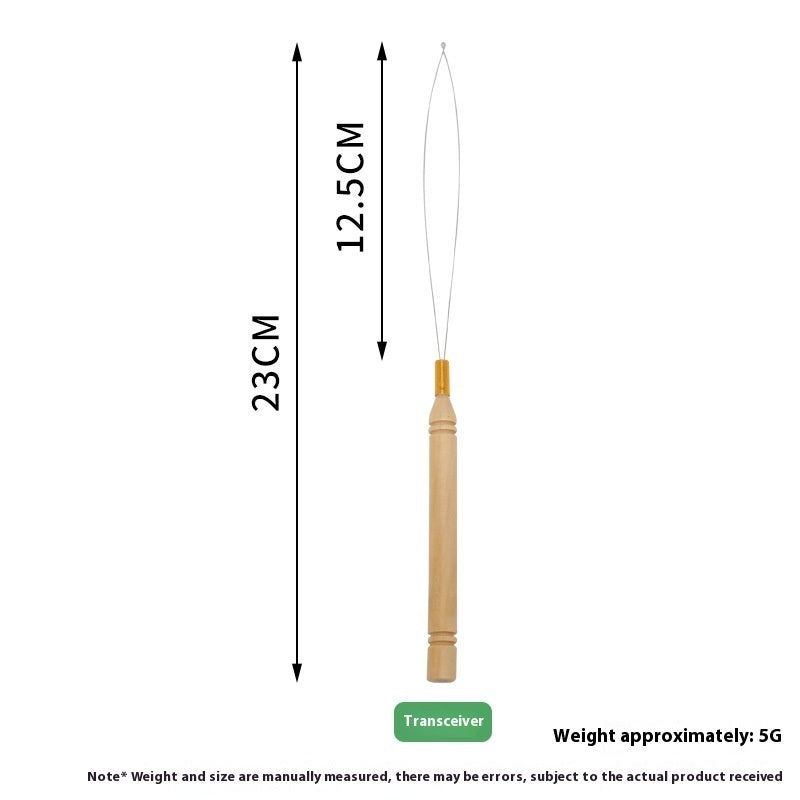 Professional Wooden Hair Extension Hook Tool – Cylindrical Handle Crochet Needle