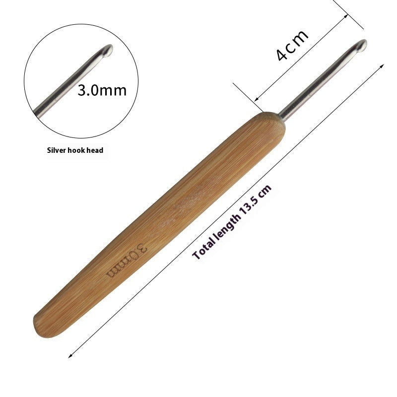 Premium Bamboo Handle Crochet Hook – Professional Metal Head Tool (0.5–6.0 mm)