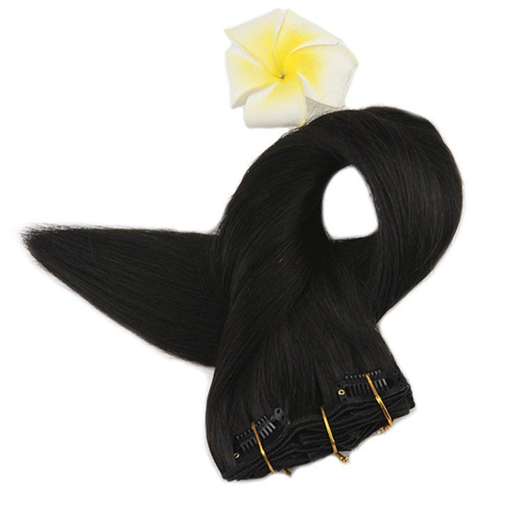 Real Human Hair Clip-In Extensions – Natural Straight, Multiple Lengths (16–22”)