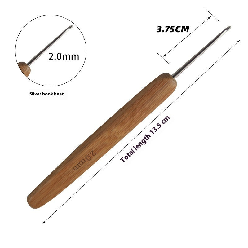 Premium Bamboo Handle Crochet Hook – Professional Metal Head Tool (0.5–6.0 mm)
