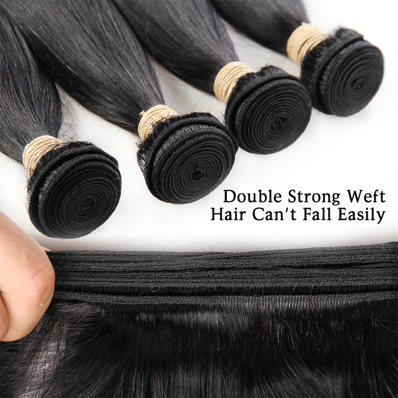 Peruvian Straight Human Hair Weave – Smooth & Silky Bundles (Natural Black)