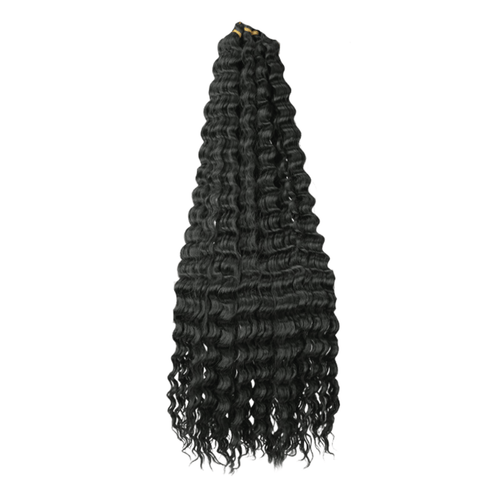Deep wave crochet braiding hair in 1B natural black – long wavy synthetic braids
