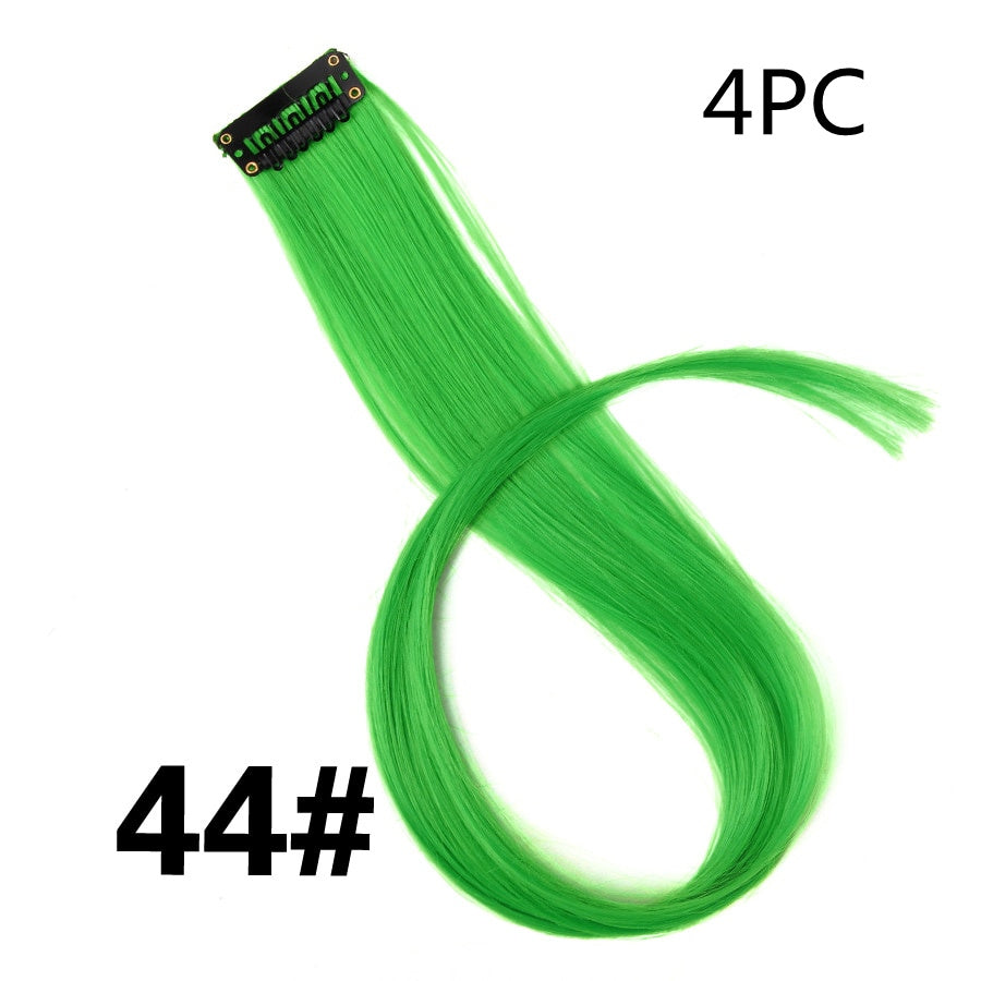 Rainbow Colour Hair Extension Strands – 18” Straight Clip-In Highlights