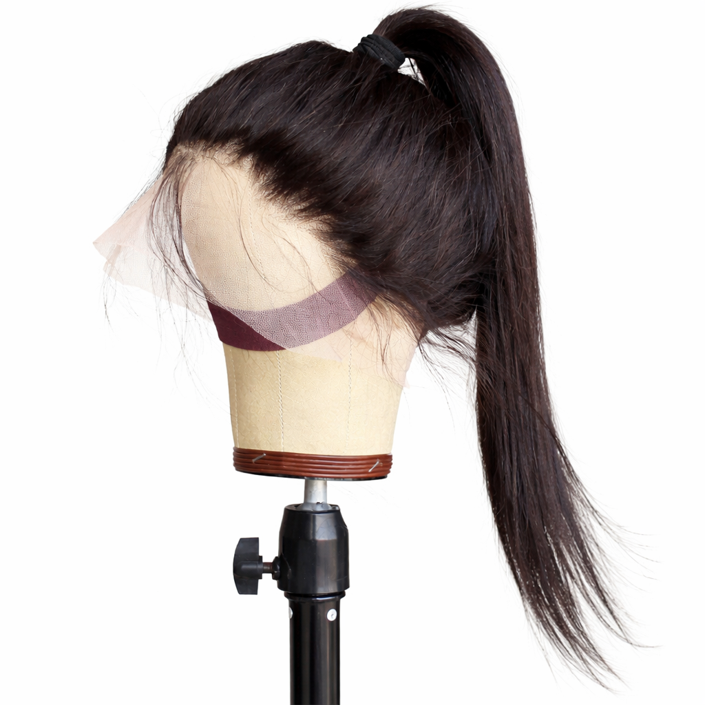 SAZVIAN  360 Lace Frontal Human Hair Wig – Full Head Natural Black Wig