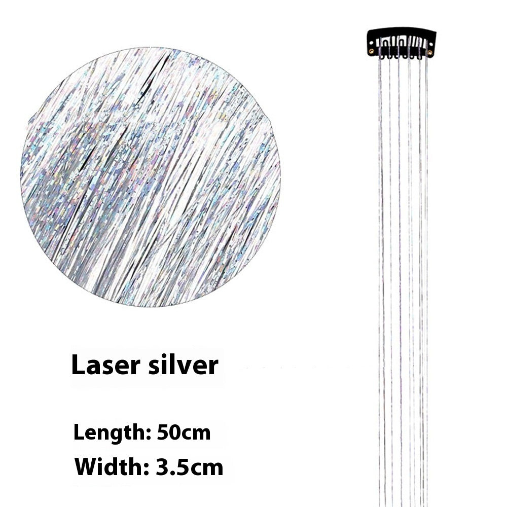 Sparkle Hair Strands Clip-In Extensions – Glitter Laser Wire Highlights