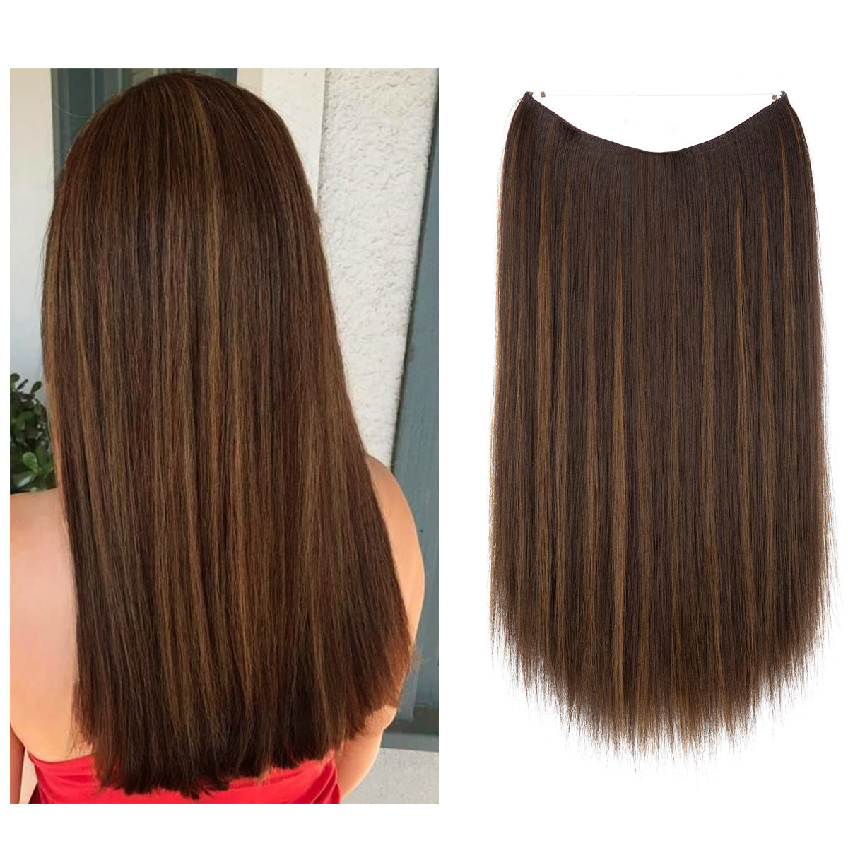Long Straight Synthetic Clip-In Hair Extensions – Natural Shine, Heat-Resistant & Easy Fit