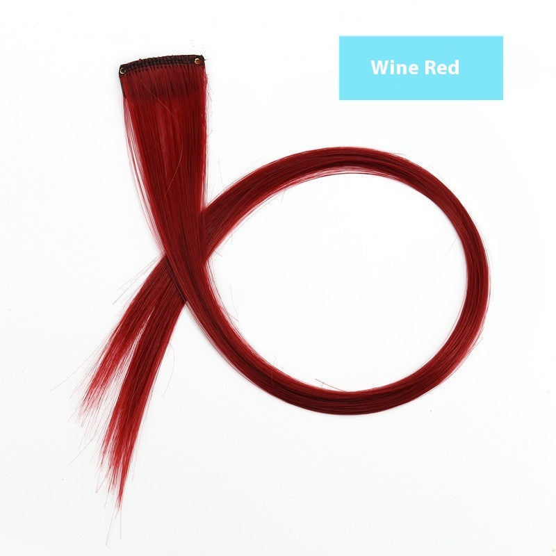 Rainbow Color Clip-In Hair Extensions – 24" Synthetic Streaks for Fun Highlights