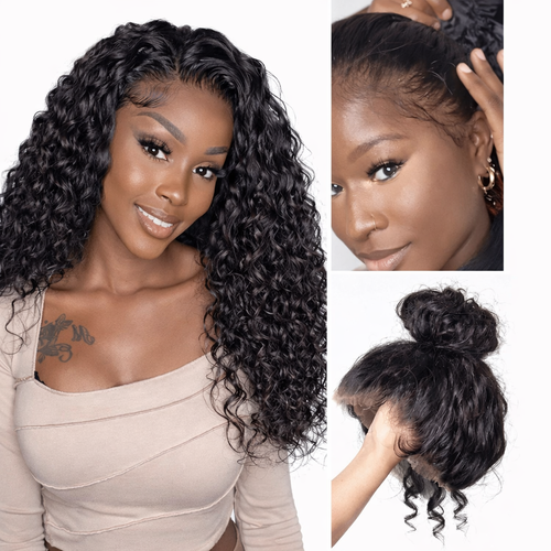 Full Lace Headband Wig – Human Hair Curly Wig (Natural Black)