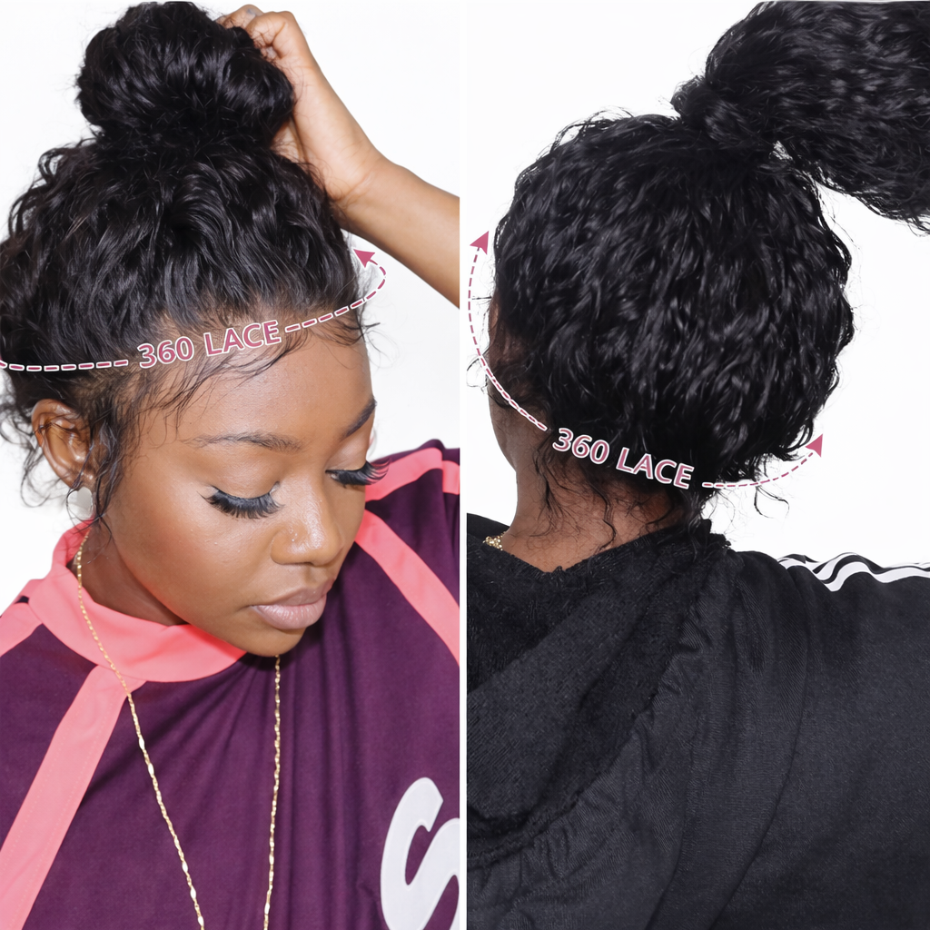 Full Lace Headband Wig – Human Hair Curly Wig (Natural Black)