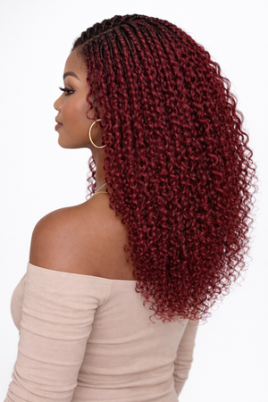 Boho Curly Crochet Hair – Burgundy Crochet Braids Extensions ( 18″)