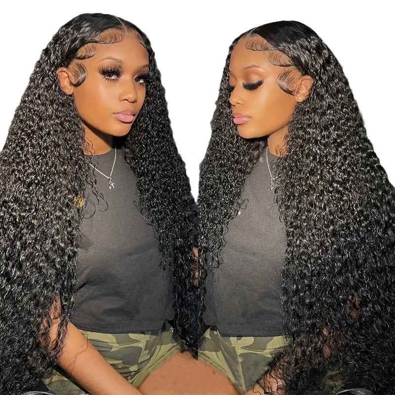Versatile Long Curly Human Hair Wig – 100% Natural Afro Style with Headband