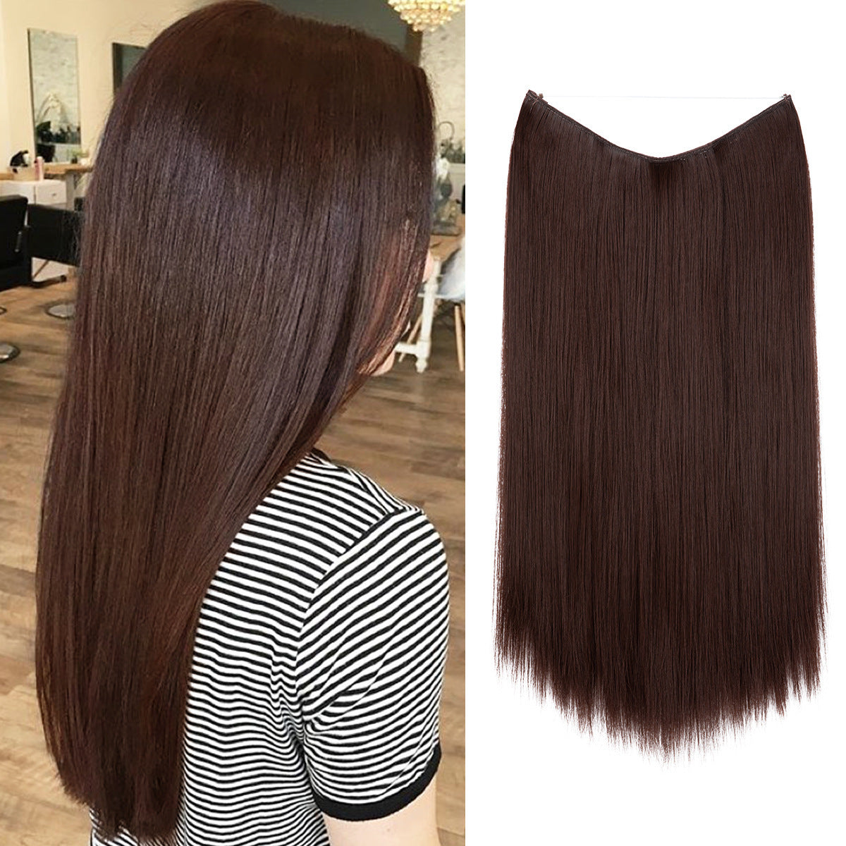 Long Straight Synthetic Clip-In Hair Extensions – Natural Shine, Heat-Resistant & Easy Fit