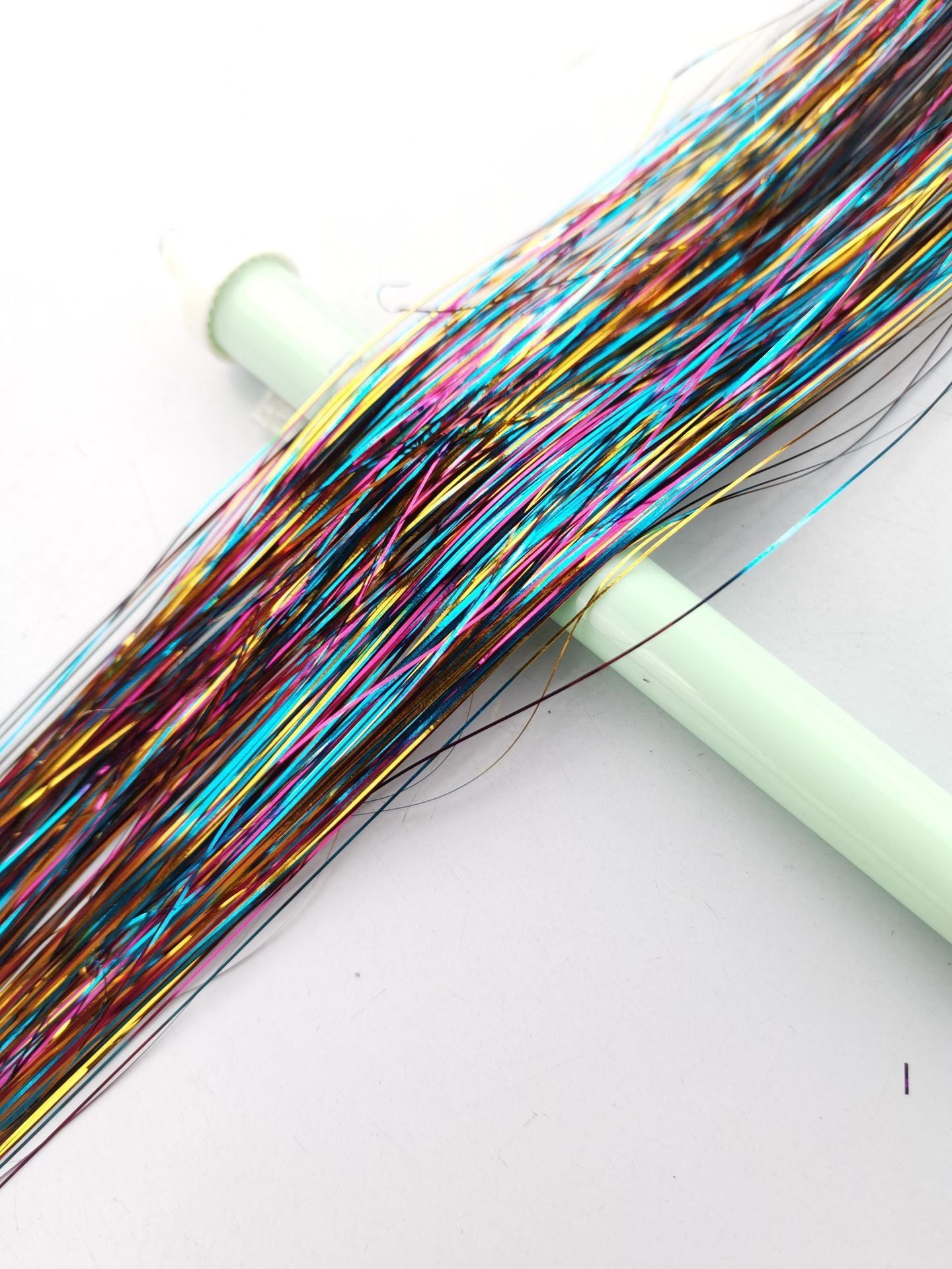 Colorful Hair Tinsel Extensions Kit – 12 Colours Sparkle Highlights (90/120cm) with Tools