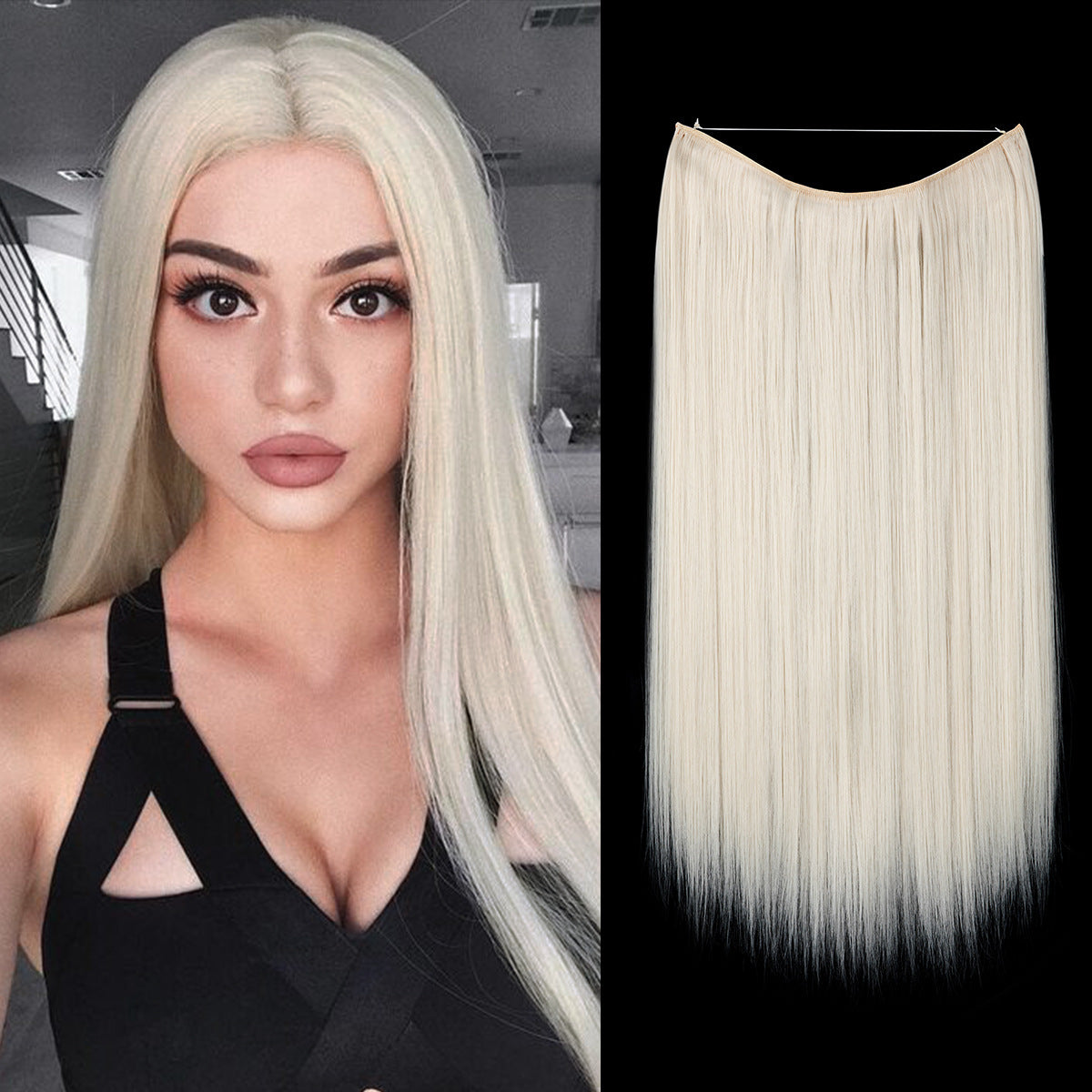 Long Straight Synthetic Clip-In Hair Extensions – Natural Shine, Heat-Resistant & Easy Fit