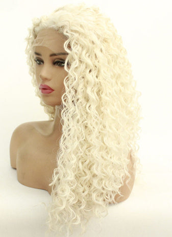 Blonde Curly Lace Wig – Soft Synthetic Heat-Resistant Wig with Lace Front (14–26 Inches)