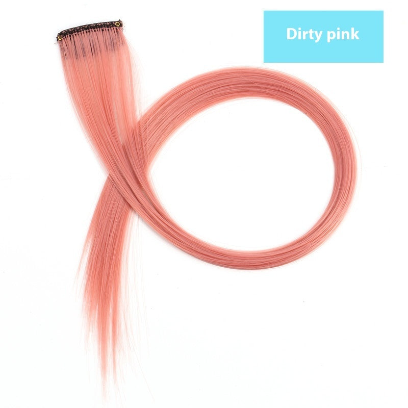 Rainbow Color Clip-In Hair Extensions – 24" Synthetic Streaks for Fun Highlights