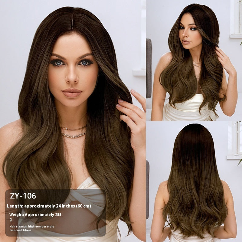 Long Wavy Synthetic Wig with Natural Hairline – 60 cm Heat-Resistant Fibre