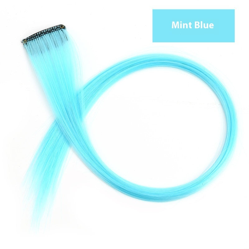 Rainbow Color Clip-In Hair Extensions – 24" Synthetic Streaks for Fun Highlights