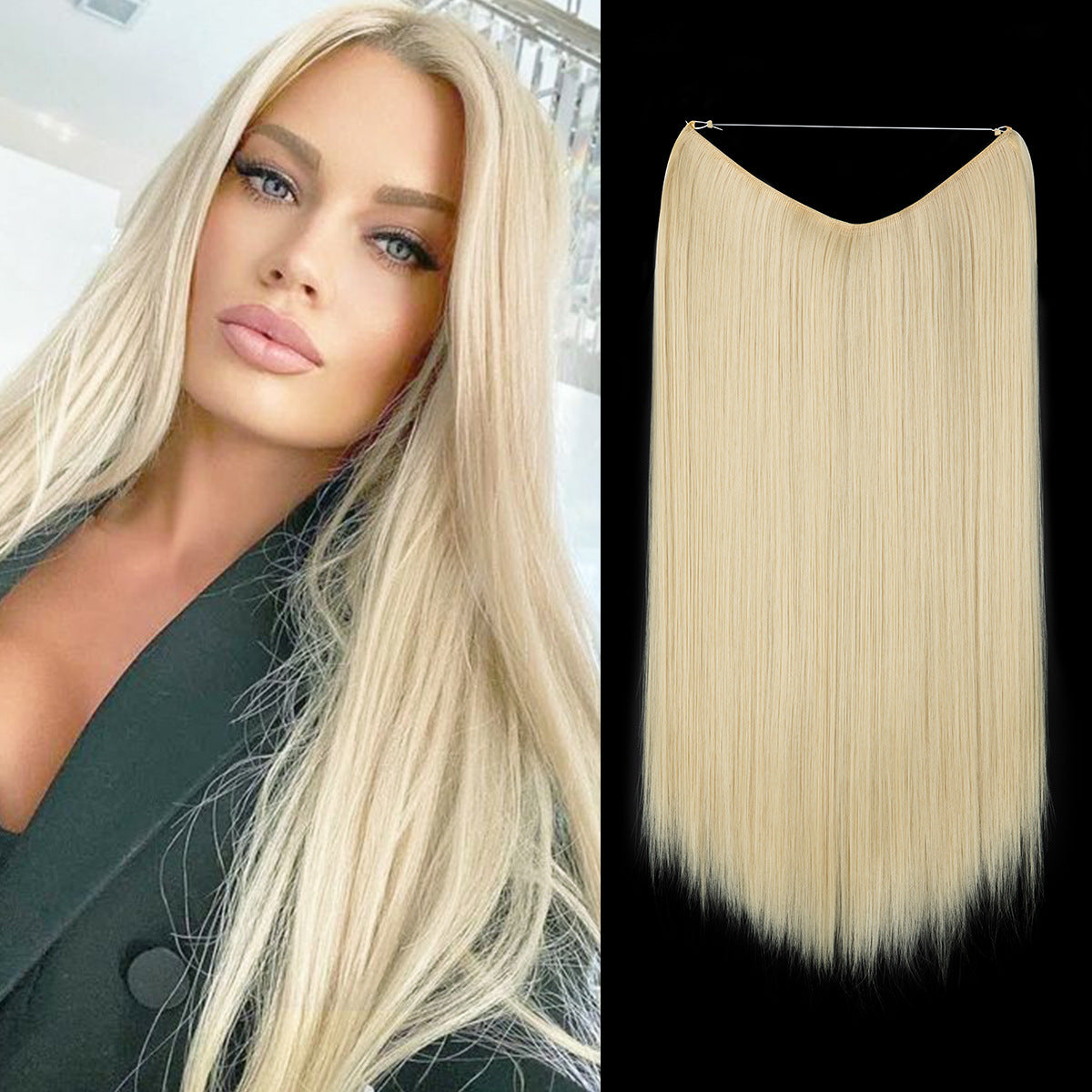 Long Straight Synthetic Clip-In Hair Extensions – Natural Shine, Heat-Resistant & Easy Fit
