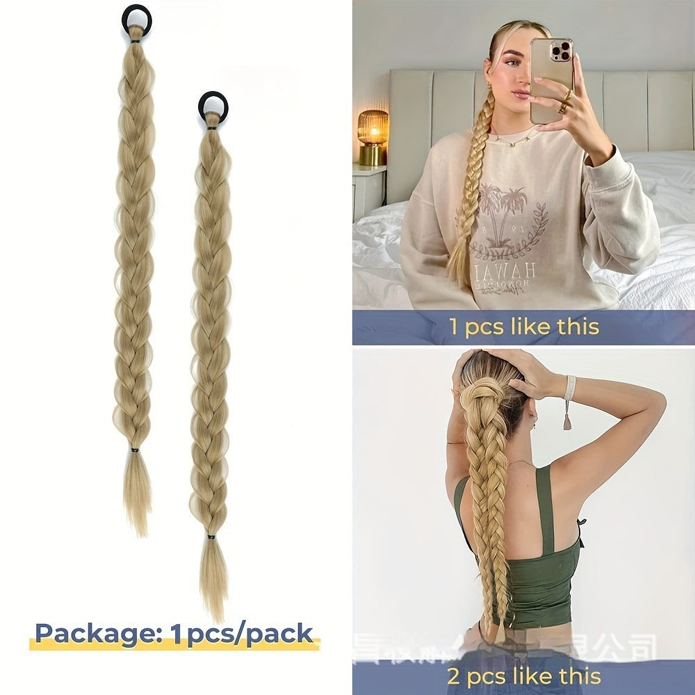 24-inch Fishbone Braided Ponytail – Heat-Resistant Synthetic Hair Extension
