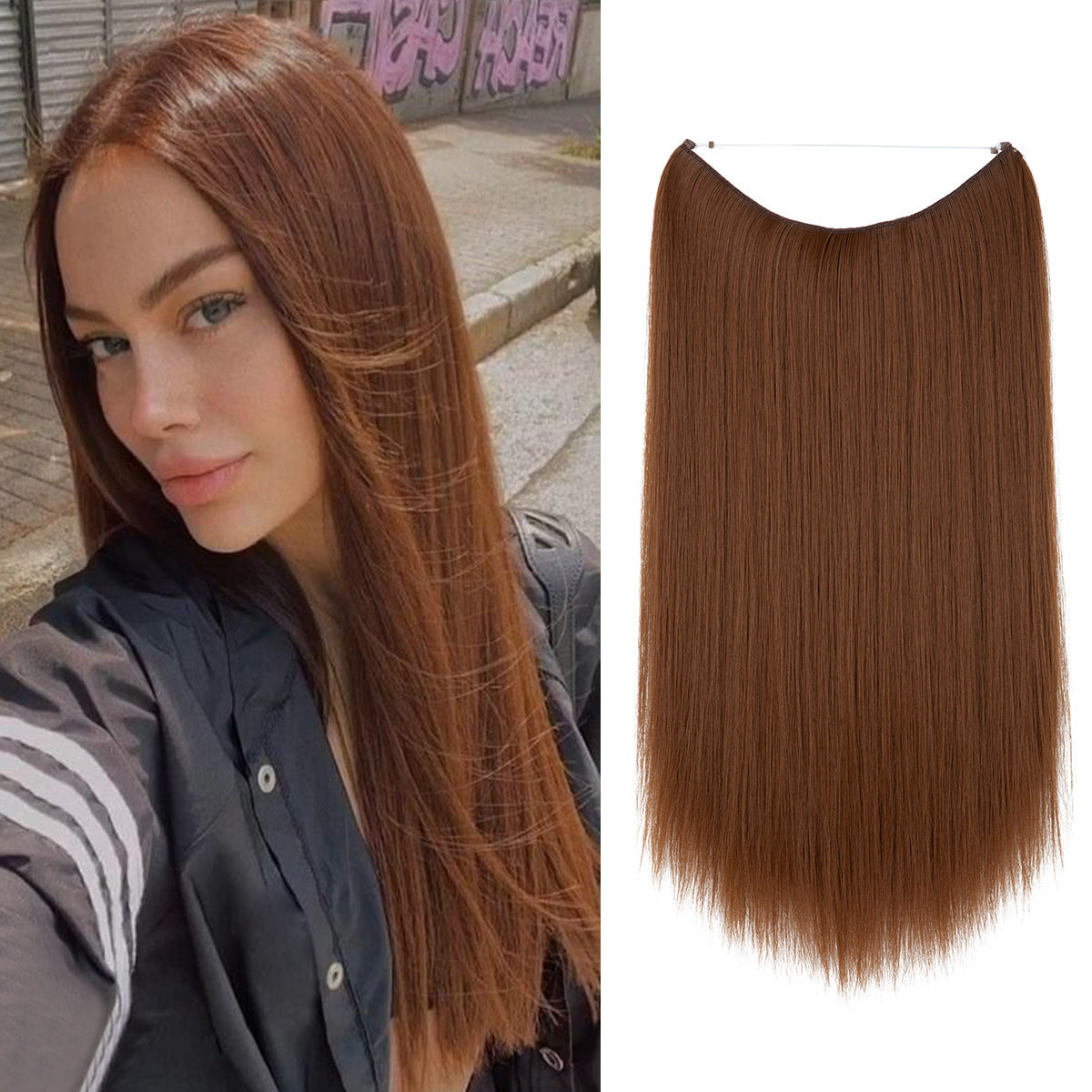 Long Straight Synthetic Clip-In Hair Extensions – Natural Shine, Heat-Resistant & Easy Fit