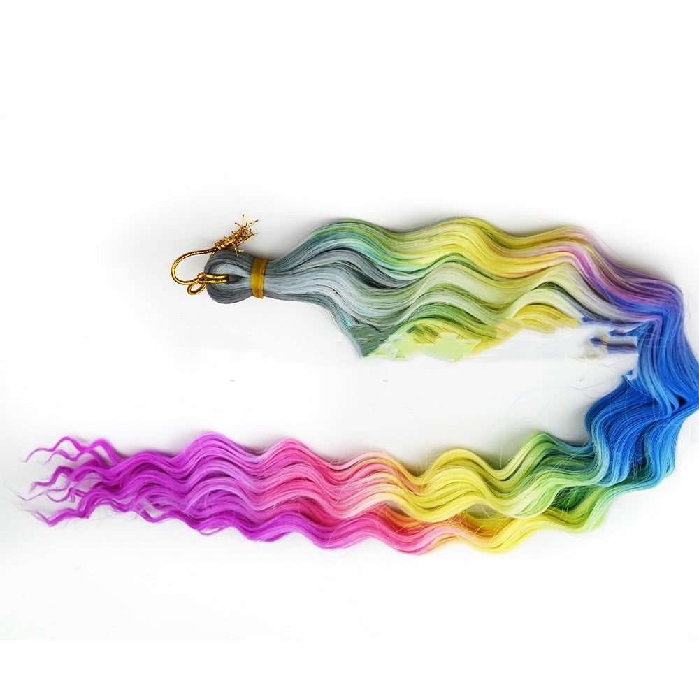 Rainbow Crochet Dreadlocks Gradient Long Curly Hair – 24 Inch