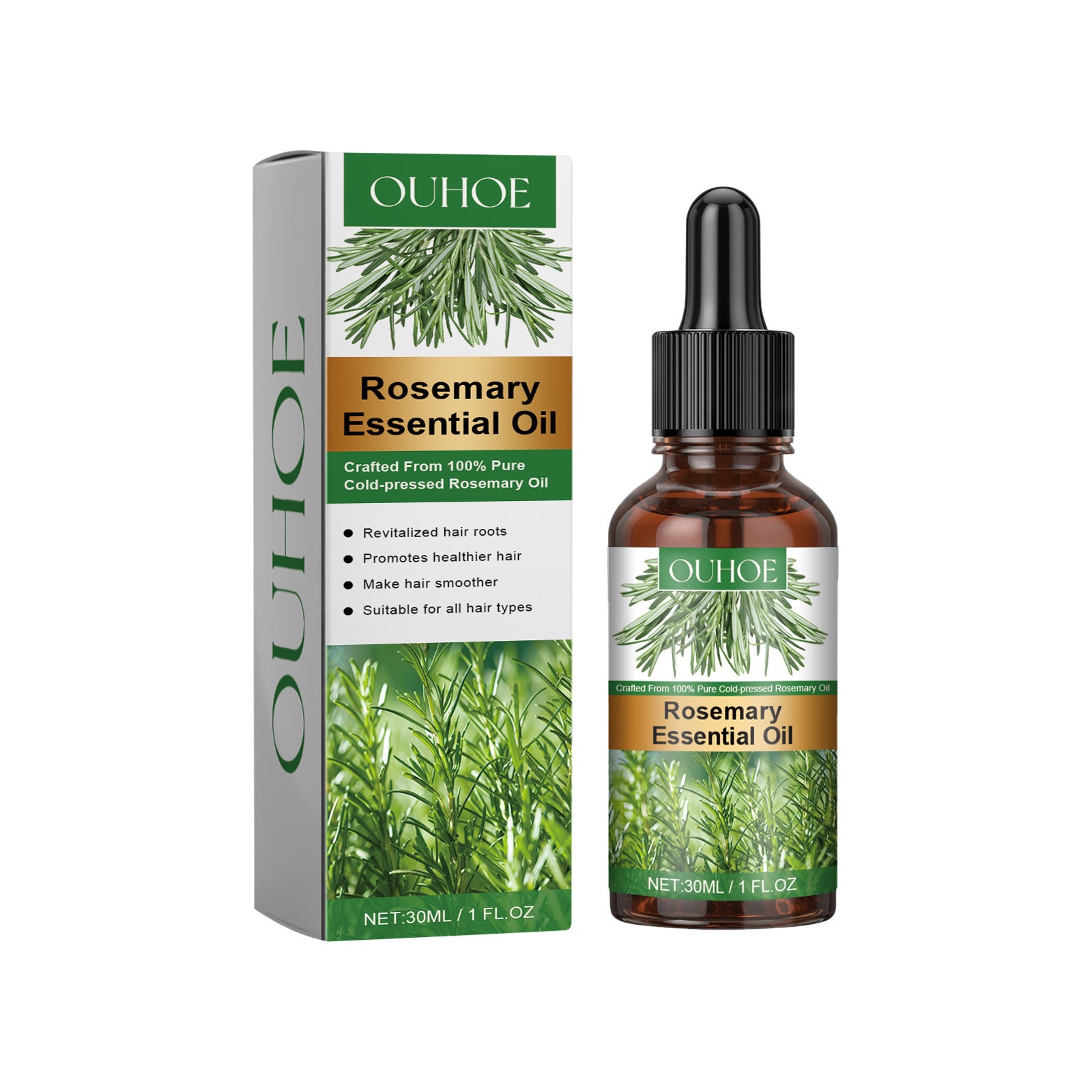 OUHOE™ Rosemary Hair Growth Oil – Strengthening & Nourishing Hair Serum (30 ml)