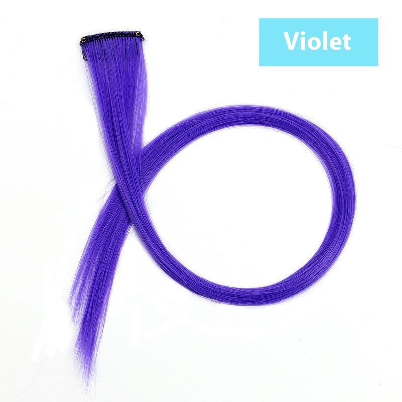 Rainbow Color Clip-In Hair Extensions – 24" Synthetic Streaks for Fun Highlights