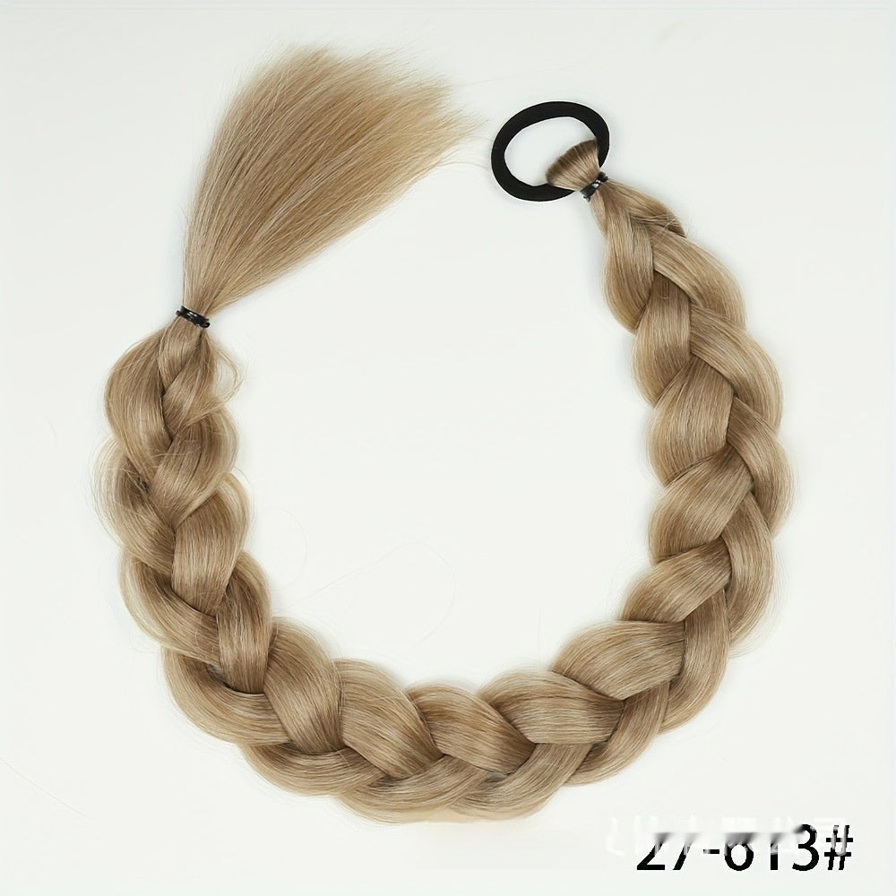 24-inch Fishbone Braided Ponytail – Heat-Resistant Synthetic Hair Extension
