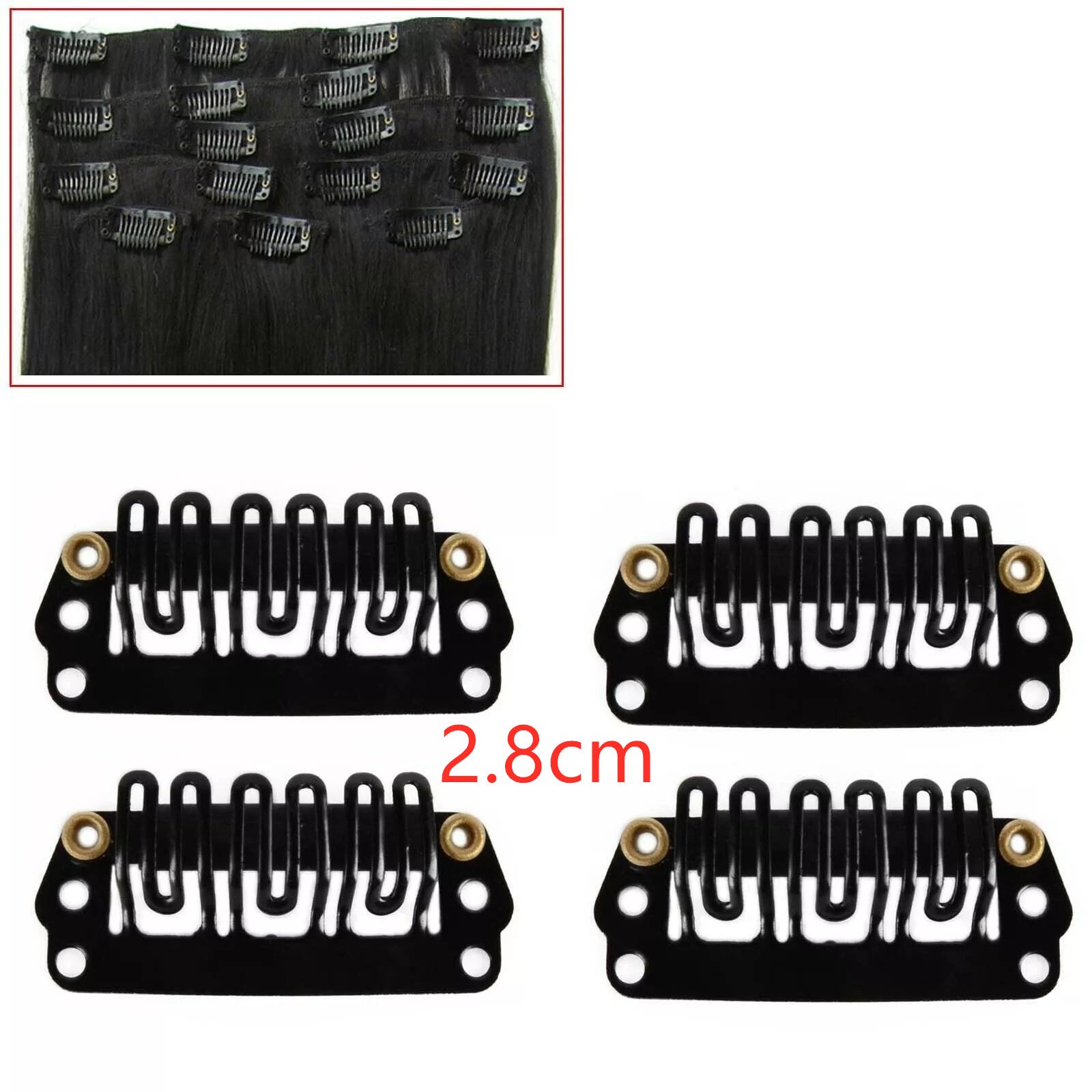 Black Wig Clips (100PCS) — 2.8 cm Anti-Slip Metal Clips for Hair Extensions & Wigs